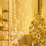 Instalatie luminoasa pentru Craciun, perdea, 4 metri lungime, cu 8 jocuri de lumini, alb cald