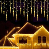 Instalatie luminoasa, pentru Craciun, perdea de lumini, sloi de gheata, turturi, interconectabila, 3 metri, alb cald - BUZ.RO