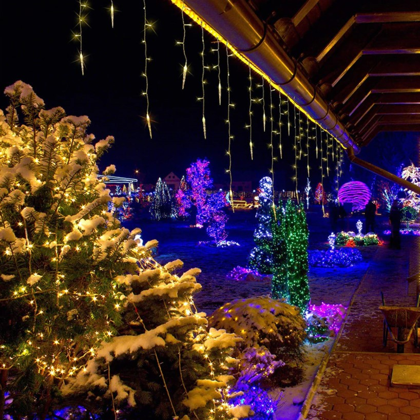 Instalatie luminoasa, pentru Craciun, perdea de lumini, sloi de gheata, turturi, interconectabila, 3 metri, alb cald - BUZ.RO