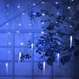 Instalatie luminoasa, Craciun, perdea de lumini, sloi de gheata, turturi, interconectabila, 3 metri, 250V, alb rece cu albastru