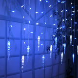 Instalatie luminoasa, Craciun, perdea de lumini, sloi de gheata, turturi, interconectabila, 3 metri, 250V, alb rece cu albastru