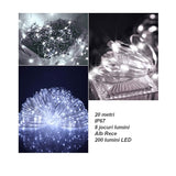 Instalatie pentru craciun, luminoasa, 20 metri, 200 Leduri, pentru interior, alb rece