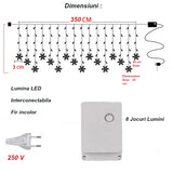 Instalatie craciun, ploaie de fulgi, instalatie perdea, 3.5 metri, lumini LED, interior, exterior, alb cald
