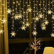 Instalatie pentru Craciun, perdea luminoasa, ploaie de fulgi, 5 metri, lumini LED, pentru interior sau exterior, alb cald - BUZ.RO