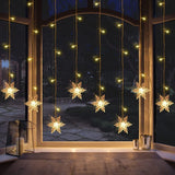 Instalatie pentru Craciun, perdea luminoasa, ploaie de fulgi, 5 metri, lumini LED, pentru interior sau exterior, alb cald