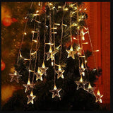 Instalatie pentru Craciun, perdea luminoasa, ploaie de stele, 3.5 metri, pentru interior, lumini LED, alb cald