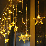 Instalatie pentru Craciun, perdea luminoasa, ploaie de stele, 3.5 metri, pentru interior, lumini LED, alb cald