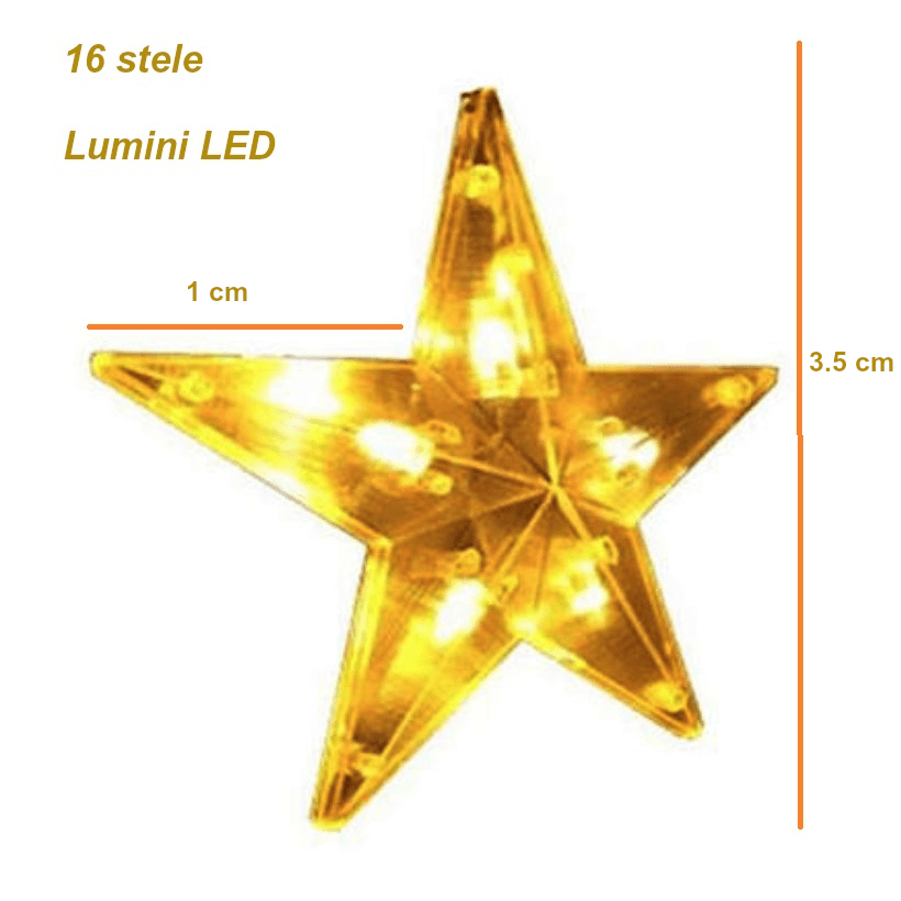 Instalatie pentru Craciun, perdea luminoasa, ploaie de stele, 3.5 metri, pentru interior sau exterior, lumini LED, alb cald - BUZ.RO