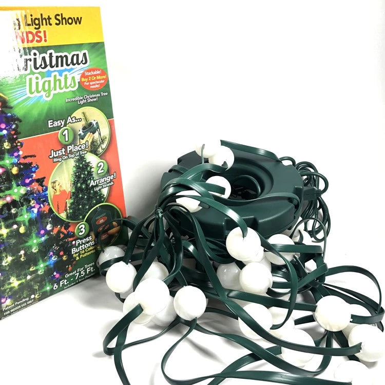 Instalatie tip ploaie pentru bradul de Craciun,  multicolora, tip perdea cu telecomanda