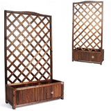 Jardiniera, spalier, Suport flori, de gradina, terasa, din lemn, maro inchis, 180 cm - BUZ.RO