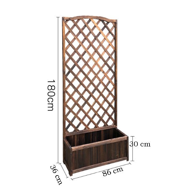 Jardiniera, spalier, Suport flori, de gradina, terasa, din lemn, maro inchis, 180 cm - BUZ.RO