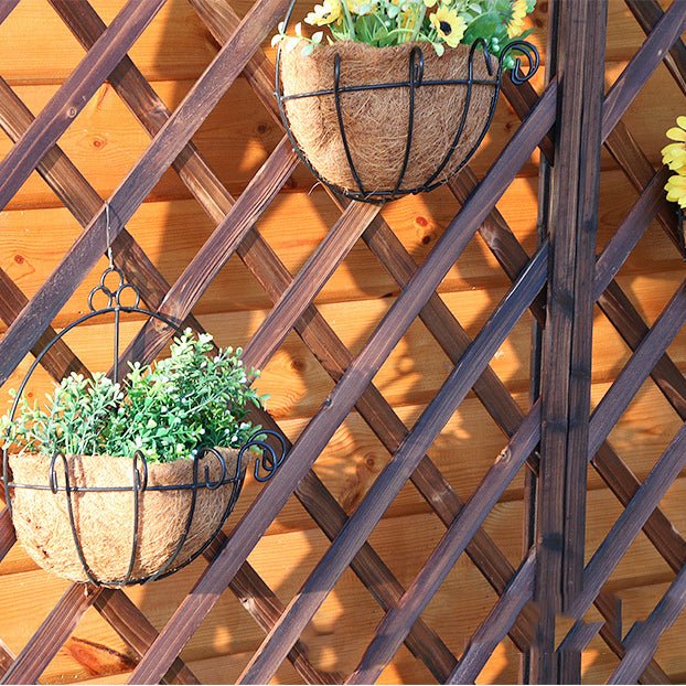 Jardiniera, spalier, Suport flori, de gradina, terasa, din lemn, maro inchis, 180 cm - BUZ.RO