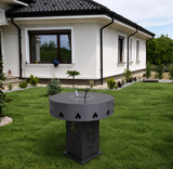 Gratar Gradina 4in1 Rotund plita 90cm |grosime 10 mm Fire Pit din fier pe lemne| terasa|multifunctional cu suport ceaun inclus