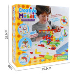 Joc educativ, de constructie, puzzle mozaic, montessori, cu suruburi, saibe, surubelnita electrica, 234 piese - BUZ.RO