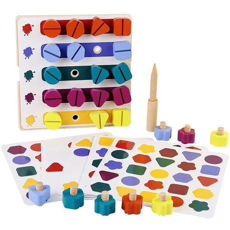 Joc educativ, joc educativ, Montessori, forme geometrice, potrivire, sortare, sudoku, multicolor - BUZ.RO