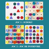 Joc educativ, joc educativ, Montessori, forme geometrice, potrivire, sortare, sudoku, multicolor