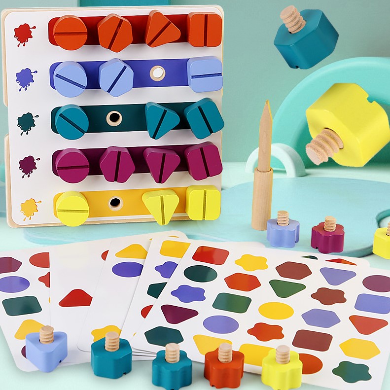 Joc educativ, joc educativ, Montessori, forme geometrice, potrivire, sortare, sudoku, multicolor