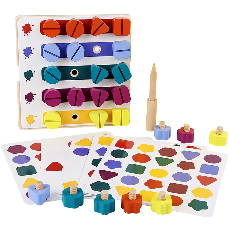 Joc educativ, joc educativ, Montessori, forme geometrice, potrivire, sortare, sudoku, multicolor