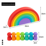 Joc puzzle, jucarie copii, curcubeul magic, Montessori, din lemn, 7 piese, 7 pitici, multicolor - BUZ.RO