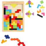 Joc tetris, puzzle lemn, wooden puzzle, 40 piese din lemn, 3D, educativ, dezvolta motricitatea, dexteritatea, 27cm x 18cm
