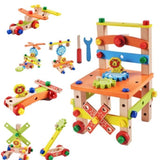Jucarie din lemn educativa si interactiva, tip scaunel, multifunctional, Montessori, asociere, invatare prin joaca - BUZ.RO