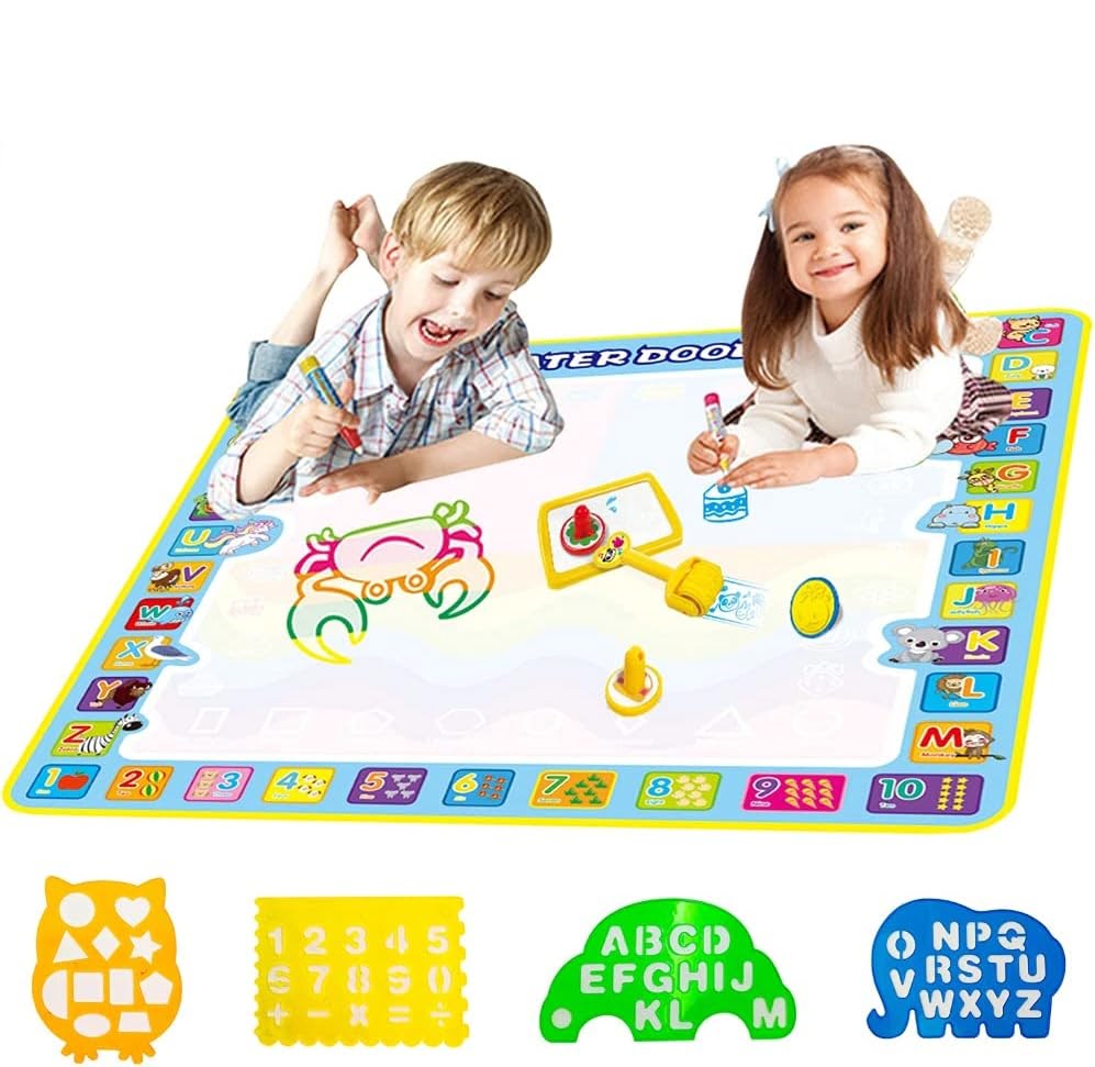 Jucarie educativa si interactiv, covorasul magic, picteaza, deseneaza si coloreaza cu apa, 22 piese, 100 x 100cm