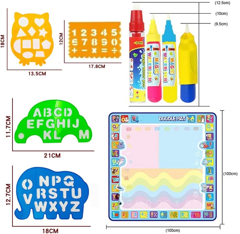 Jucarie educativa si interactiv, covorasul magic, picteaza, deseneaza si coloreaza cu apa, 22 piese, 100 x 100cm