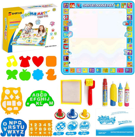 Jucarie educativa si interactiv, covorasul magic, picteaza, deseneaza si coloreaza cu apa, 22 piese, 100 x 100cm