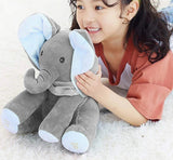 Jucarie interactiva elefant, peek a boo, canta si vorbeste, limba engleza, roz