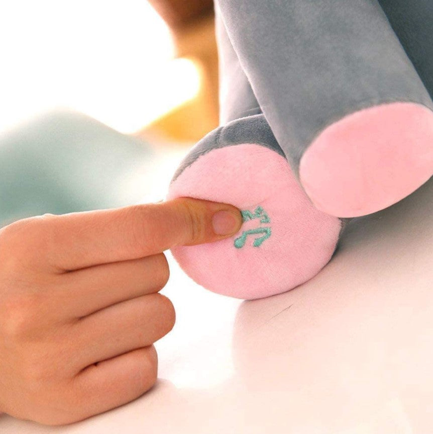 Jucarie interactiva elefant, peek a boo, canta si vorbeste, limba engleza, roz