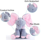 Jucarie interactiva elefant, peek a boo, canta si vorbeste, limba engleza, roz