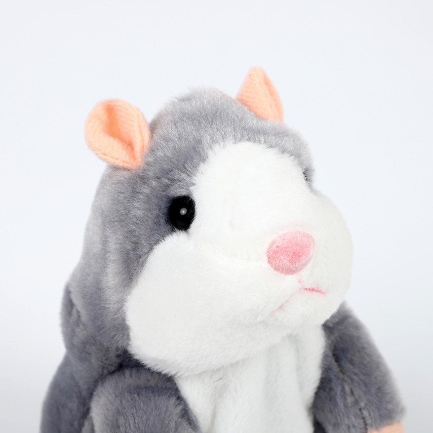 Jucarie interactiva, hamster vorbitor, bebelusi, copii, din plus, educativa, inregistreaza si reda vocea, imitator, gri - BUZ.RO