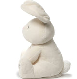 Jucarie interactiva iepuras Peek a boo, de plus moale, Cucu-Bau, canta si vorbeste crem deschis, 30 cm