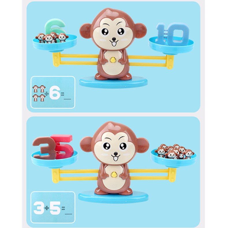 Jucarie interactiva, jocuri educative, forma maimuta, cu balanta, 65 piese, colorate - BUZ.RO