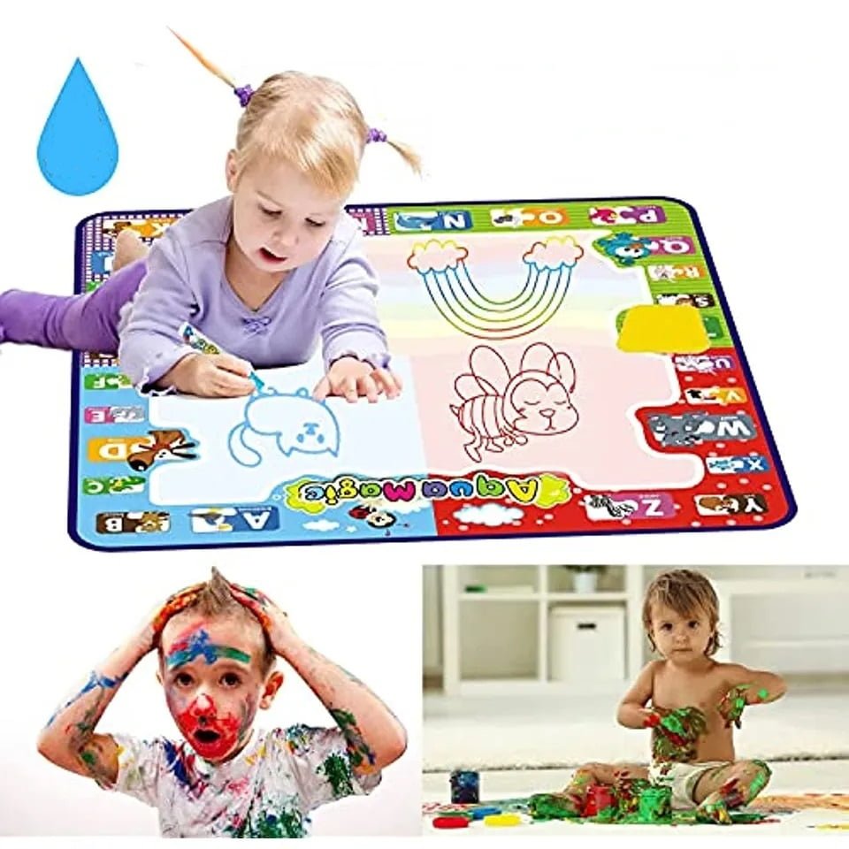 Jucarie interactiva, jucarie educativa, covoras magic, picteaza, deseneaza si coloreaza, cu apa, 78x78 cm - BUZ.RO