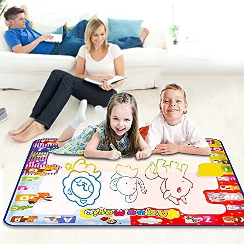 Jucarie interactiva, jucarie educativa, covoras magic, picteaza, deseneaza si coloreaza, cu apa, 78x78 cm - BUZ.RO