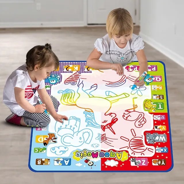 Jucarie interactiva, jucarie educativa, covoras magic, picteaza, deseneaza si coloreaza, cu apa, 78x78 cm - BUZ.RO