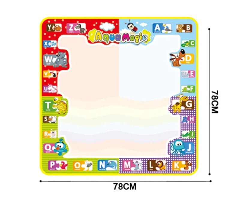 Jucarie interactiva, jucarie educativa, covoras magic, picteaza, deseneaza si coloreaza, cu apa, 78x78 cm - BUZ.RO