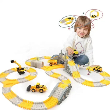 Set pista curse, 346 piese flexibile, jucarie interactiva, cu masini, jucarii baieti si fete, + 3 ani, montessori