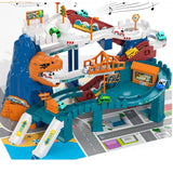 Jucarie interactiva set pista de curse cu sunete, masini incluse, jucarii pentru baieti si fete + 3 ani, montessori, Parc Aventura din lumea dinozaurilor, buz