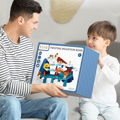 Jucarie interactiva set pista de curse cu sunete, masini incluse, jucarii pentru baieti si fete + 3 ani, montessori, Parc Aventura din lumea dinozaurilor, buz
