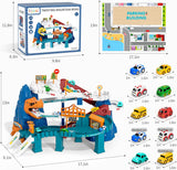 Jucarie interactiva set pista de curse cu sunete, masini incluse, jucarii pentru baieti si fete + 3 ani, montessori, Parc Aventura din lumea dinozaurilor, buz