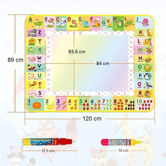 Jucarie interactiva si educativa, covorasul magic, picteaza, deseneaza si coloreaza cu apa, 120 x 89 cm