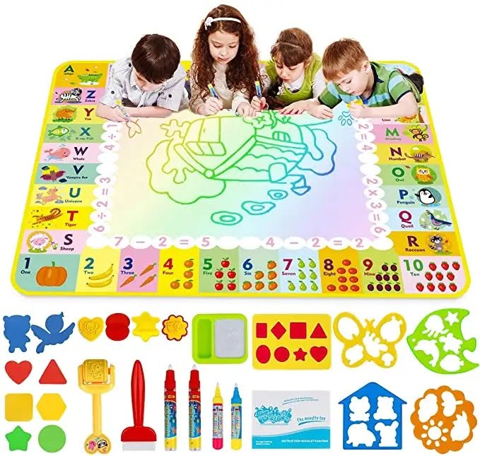 Jucarie interactiva si educativa, covorasul magic, picteaza, deseneaza si coloreaza cu apa, 120 x 89 cm