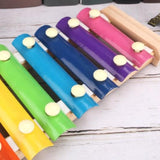 Xilofon copii, jucarie interactiva, jucarie educativa,  2 ciocanele, 8 note muzicale, din lemn, multicolora