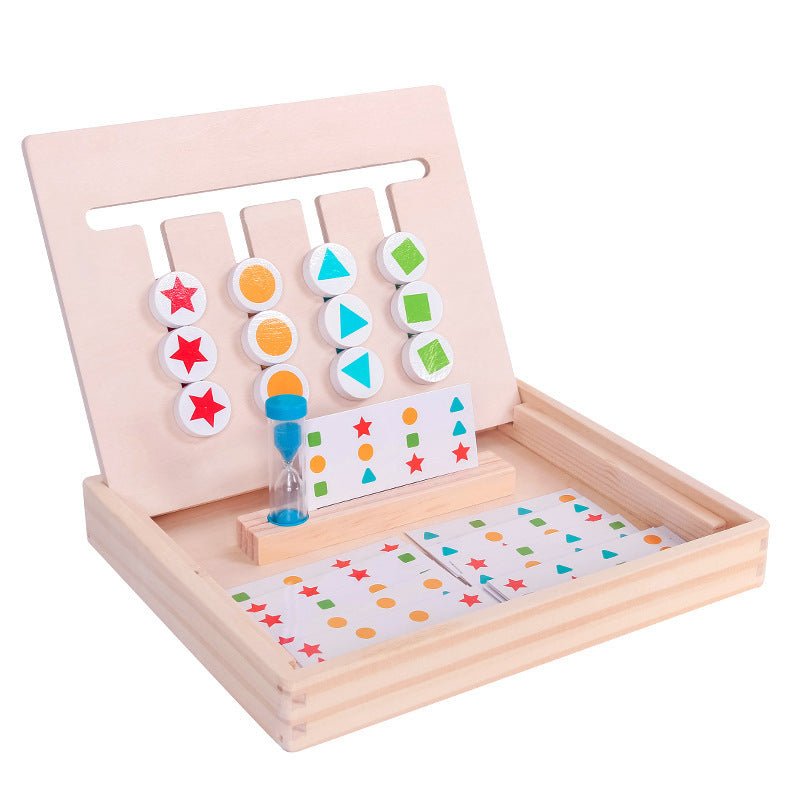 Jucarie intractiva si educativa puzzle Montessori, joc de culoare, orientare, logica, sortare dupa model, din lemn - BUZ.RO