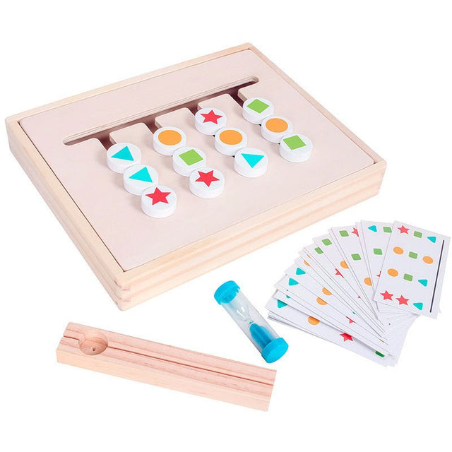 Jucarie intractiva si educativa puzzle Montessori, joc de culoare, orientare, logica, sortare dupa model, din lemn - BUZ.RO