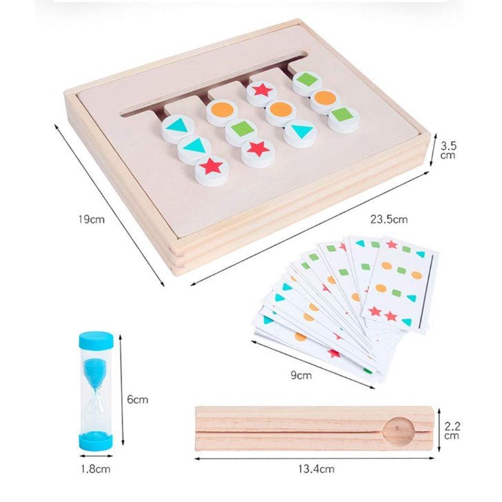 Jucarie intractiva si educativa puzzle Montessori, joc de culoare, orientare, logica, sortare dupa model, din lemn - BUZ.RO