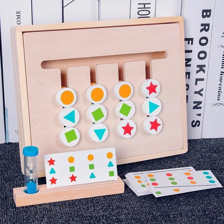 Jucarie intractiva si educativa puzzle Montessori, joc de culoare, orientare, logica, sortare dupa model, din lemn - BUZ.RO