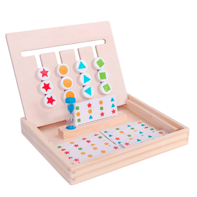 Jucarie intractiva si educativa puzzle Montessori, joc de culoare, orientare, logica, sortare dupa model, din lemn